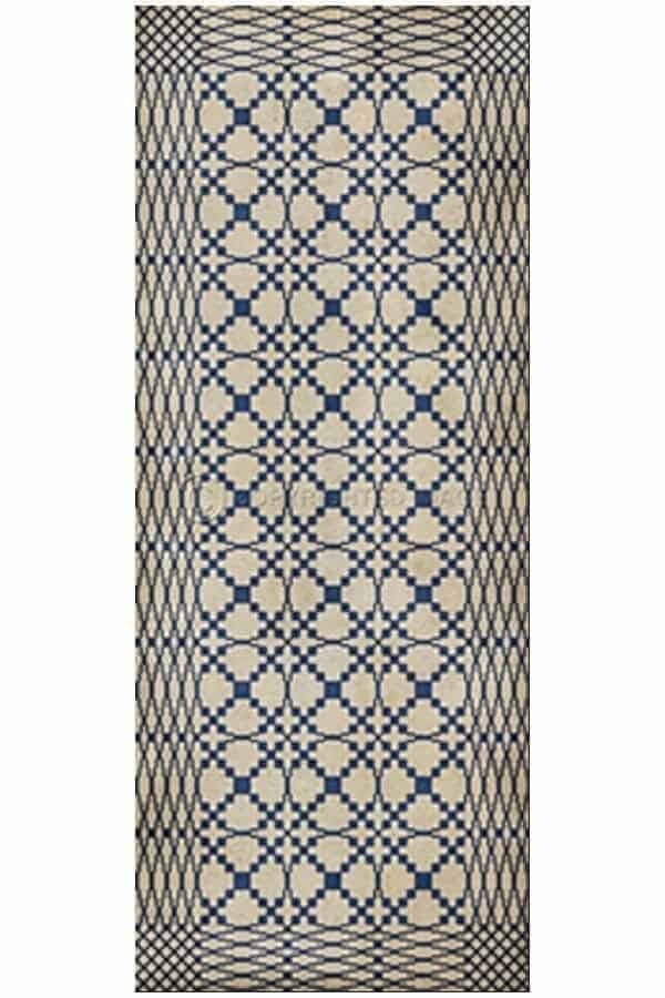 images Spicher Vinyl Floor Cloths, Lattice Blue Vinyl Floor Cloth, 36 x 90 Runner
