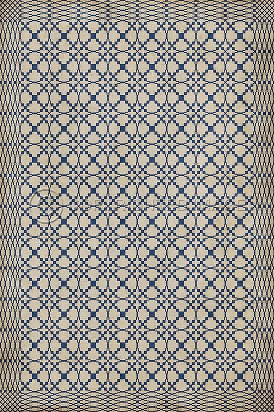 images Spicher Vinyl Floor Cloths, Lattice Blue Vinyl Floor Cloth, 52 x 76, 70 x 102