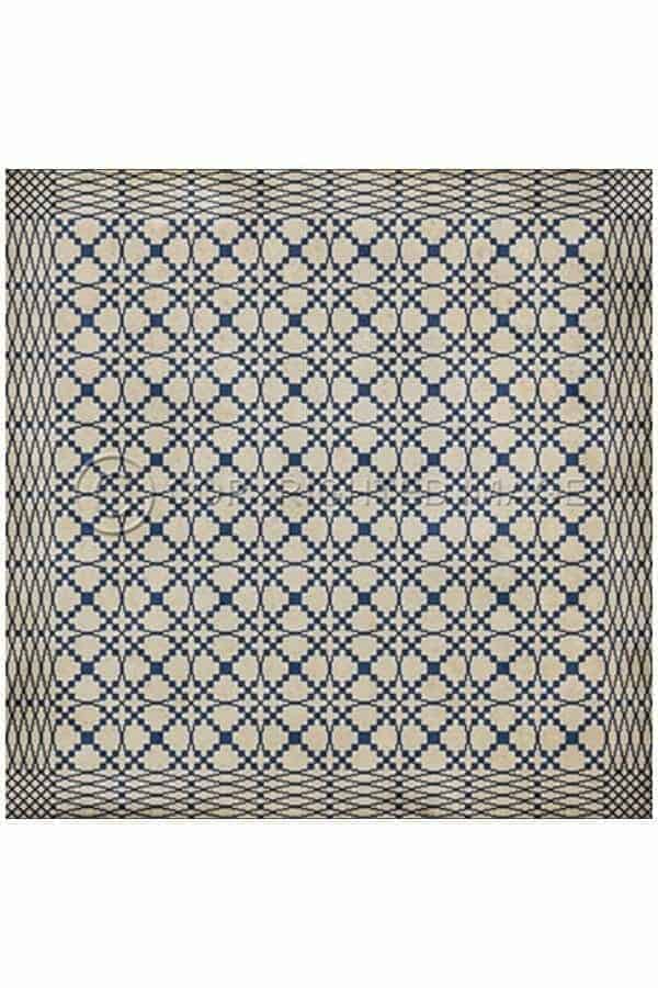 images Spicher Vinyl Floor Cloths, Lattice Blue Vinyl Floor Cloth, 60 x 60 Square
