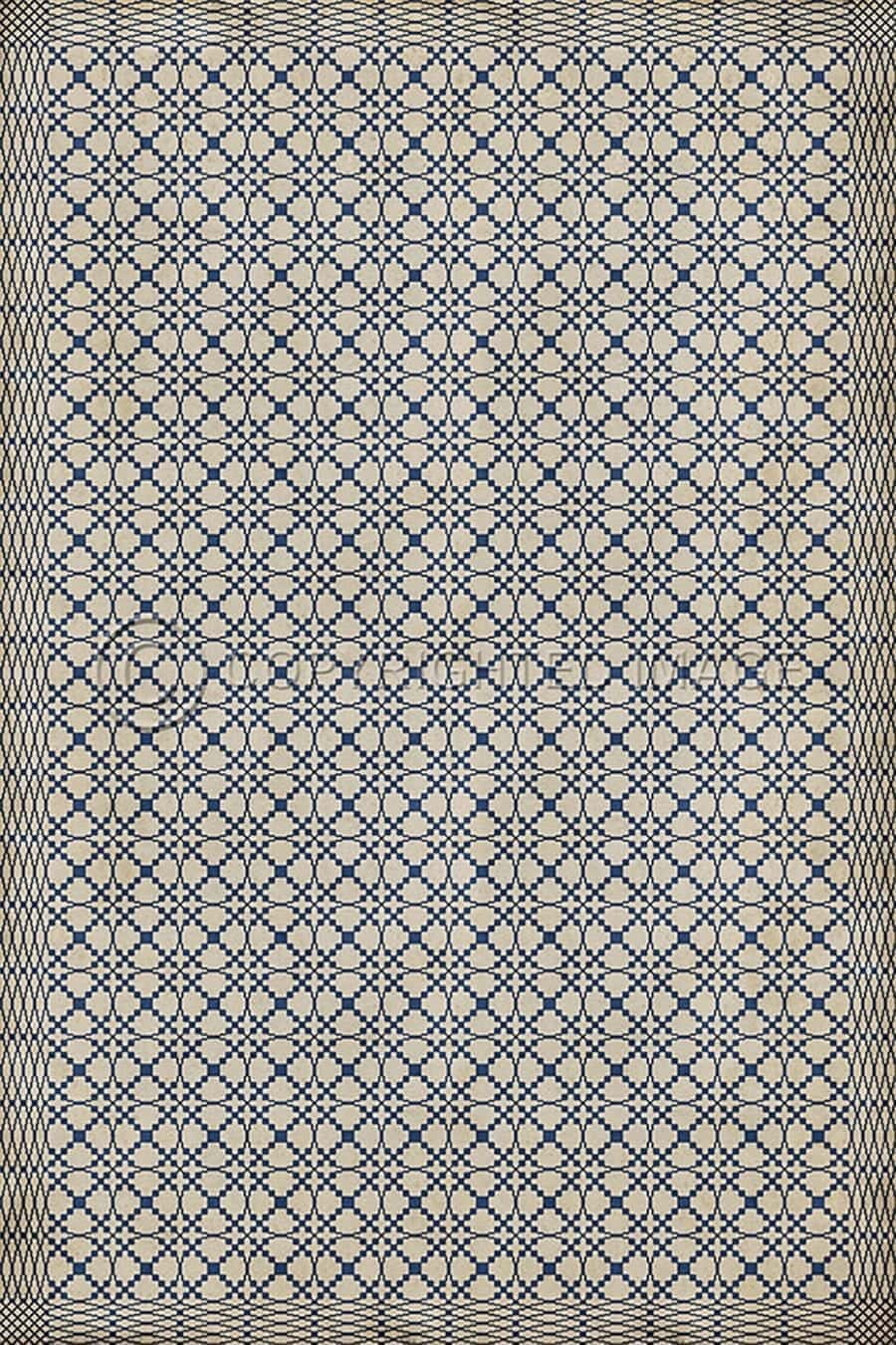 images Spicher Vinyl Floor Cloths, Lattice Blue Vinyl Floor Cloth, 96 x 140, 120 x 175