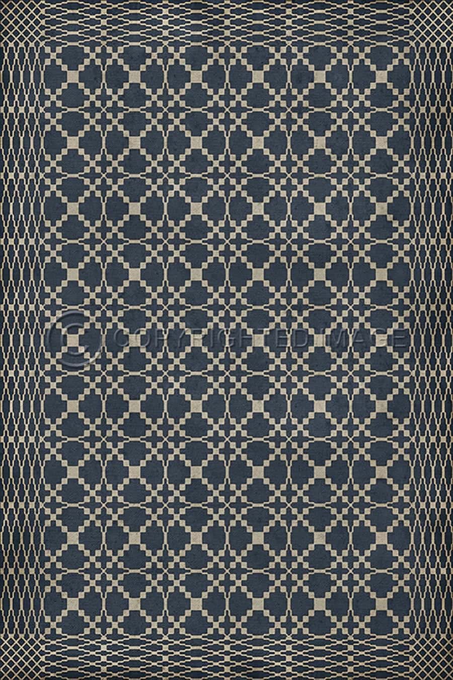 images Spicher Vinyl Floor Cloths, Lattice Navy Vinyl Floor Cloth, 20 x 30, 38 x 56