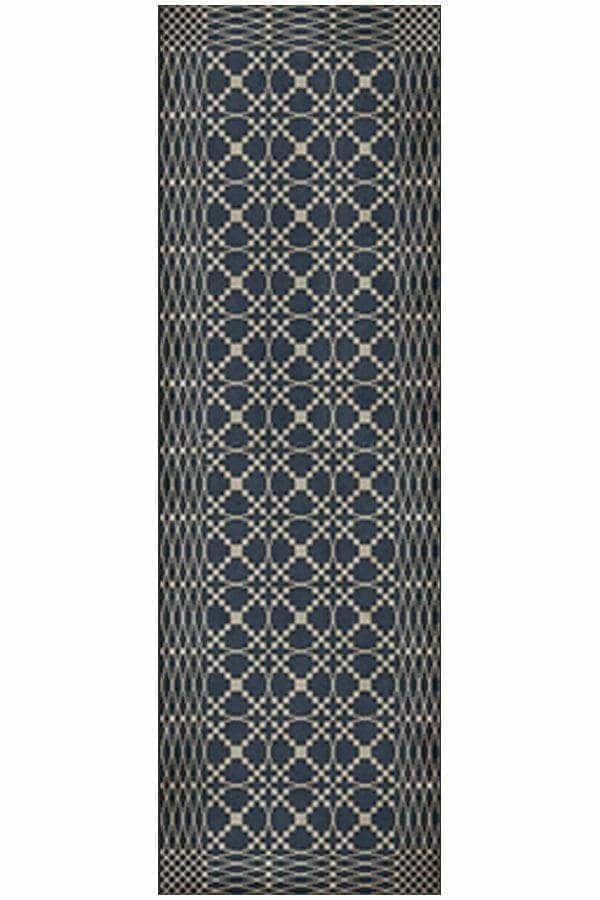 images Spicher Vinyl Floor Cloths, Lattice Navy Vinyl Floor Cloth, 36 x 115 Runner