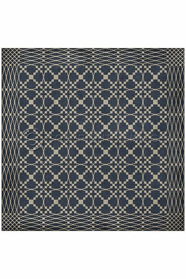 images Spicher Vinyl Floor Cloths, Lattice Navy Vinyl Floor Cloth, 36 x 36 Square