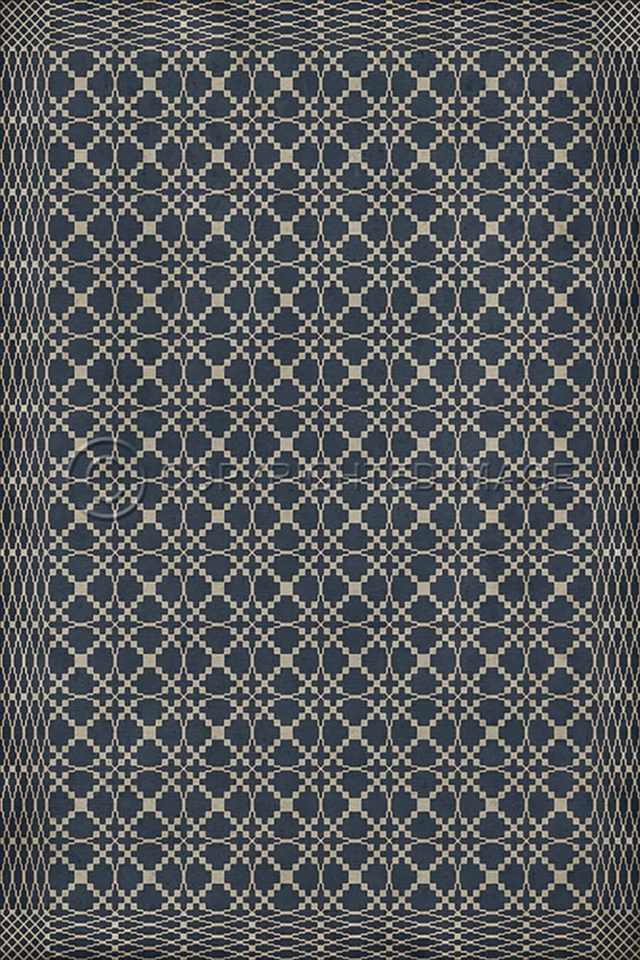 images Spicher Vinyl Floor Cloths, Lattice Navy Vinyl Floor Cloth, 52 x 76, 70 x 102