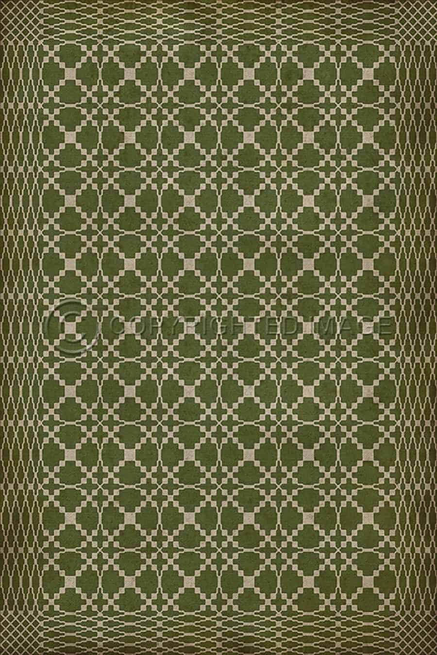 images Spicher Vinyl Floor Cloths, Lattice Olive Vinyl Floor Cloth, 20 x 30, 38 x 56