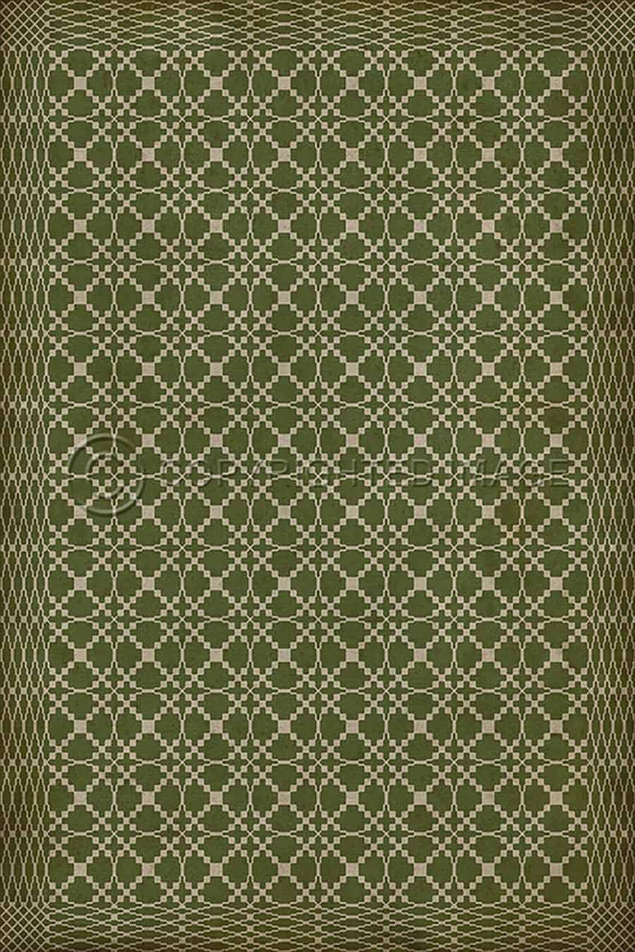 images Spicher Vinyl Floor Cloths, Lattice Olive Vinyl Floor Cloth, 52 x 76, 70 x 102