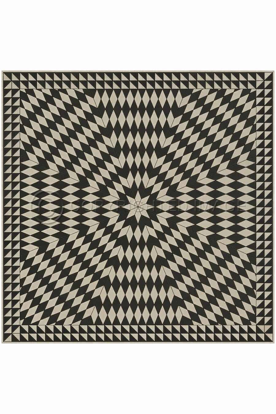 images Lucia Raven Vinyl Floor Cloth, 60 x 60, 72 x 72 Square