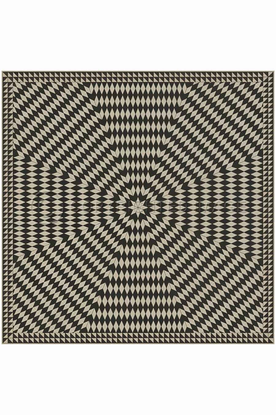 images Lucia Raven Vinyl Floor Cloth, 96 x 96, 120 x 120 Square