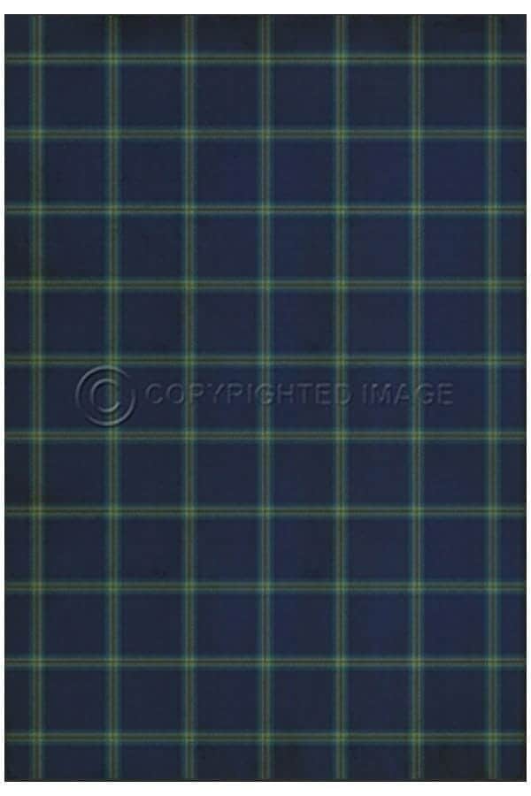 images Navy Tattersall Vinyl Floor Cloth, 96 x 140