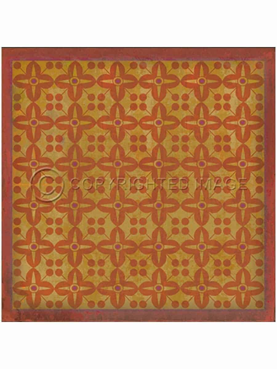 images Orange Alma Vinyl Floor Cloth, 60 x 60, 72 x 72 Square