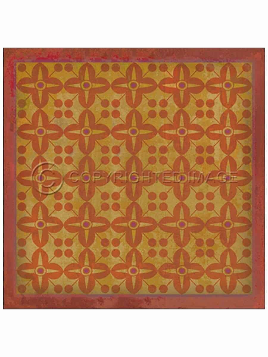 images Orange Alma Vinyl Floor Cloth, 36 x 36, 48 x 48 Square