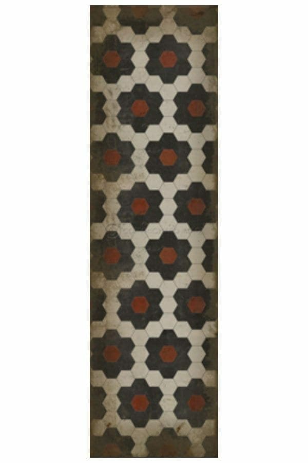 images Spicher Vinyl Floor Cloths, Red Aline Vinyl Floor Cloth, 36 x 126 Runner