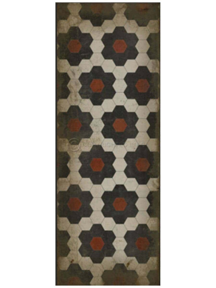 images Spicher Vinyl Floor Cloths, Red Aline Vinyl Floor Cloth, 36 x 99 Runner