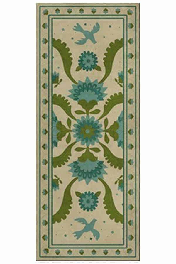 images Sampler Bluebird Vinyl Floor Cloth, 36 x 90 Runner
