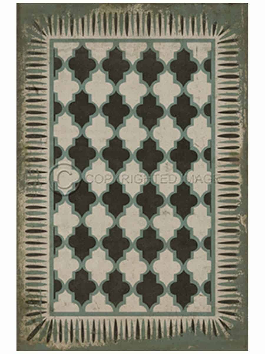 images Teal & Black Casbah Vinyl Floor Cloth