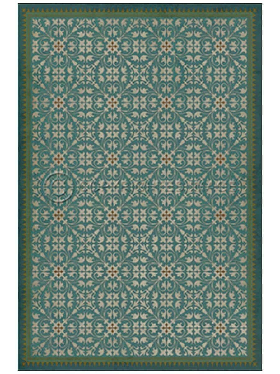 images Spicher Vinyl Floor Cloths, Teal Ondine Vinyl Floor Cloth