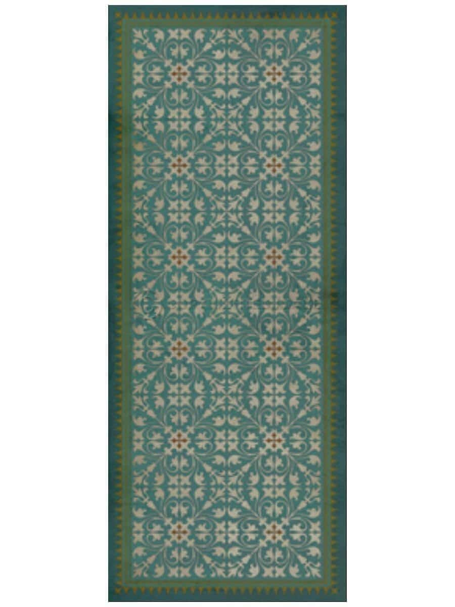 images Spicher Vinyl Floor Cloths, Teal Ondine Vinyl Floor Cloth