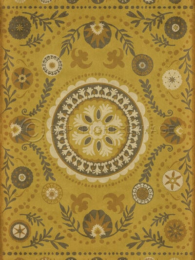 Thrushwood Ochre Vinyl Floor Cloth, Rectangle