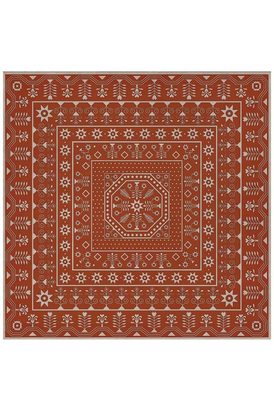 images Tin Ceiling Brick Vinyl Floor Cloth, Square