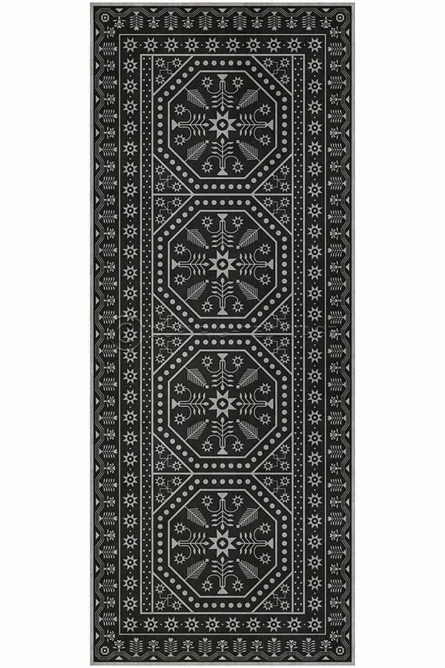 images Tin Ceiling Coal Vinyl Floor Cloth, 36 x 90 Runner