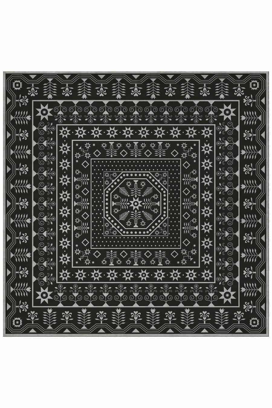 images Tin Ceiling Coal Vinyl Floor Cloth, Square