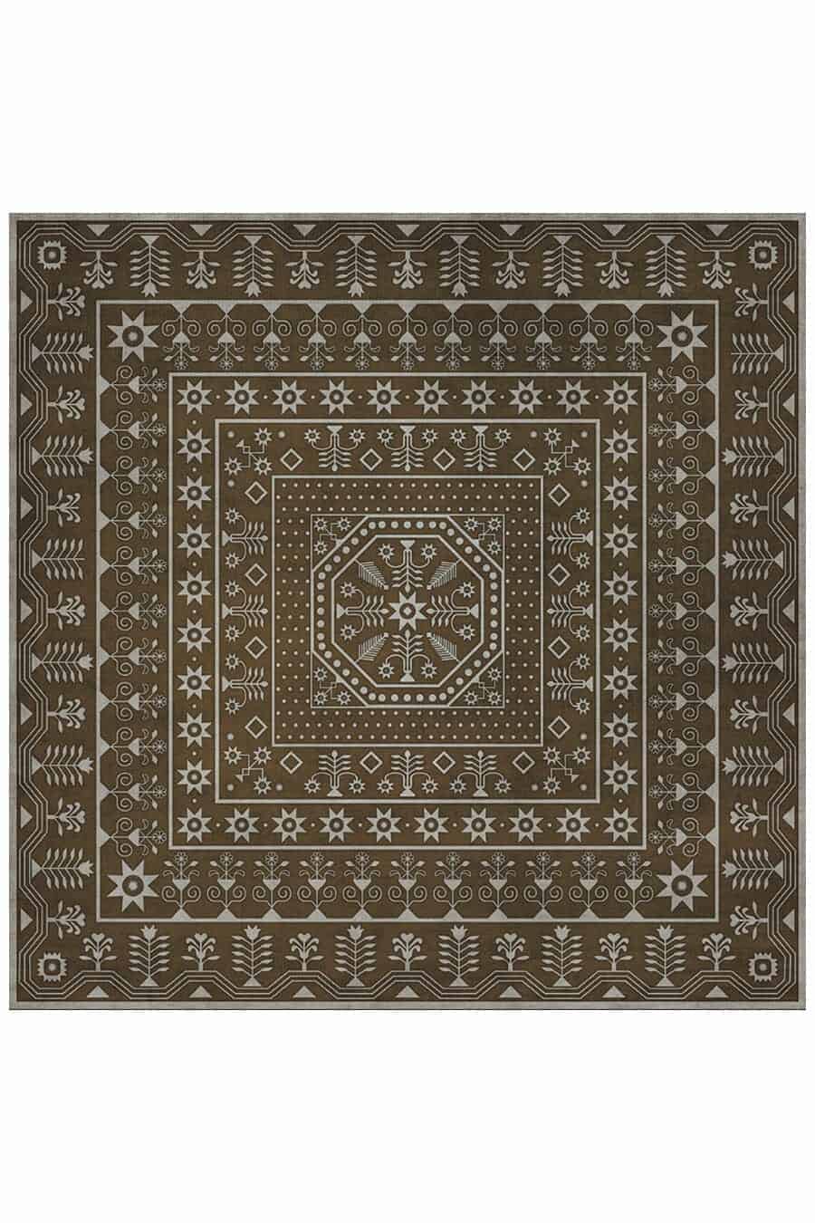 images Tin Ceiling Cocoa Vinyl Floor Cloth, Square