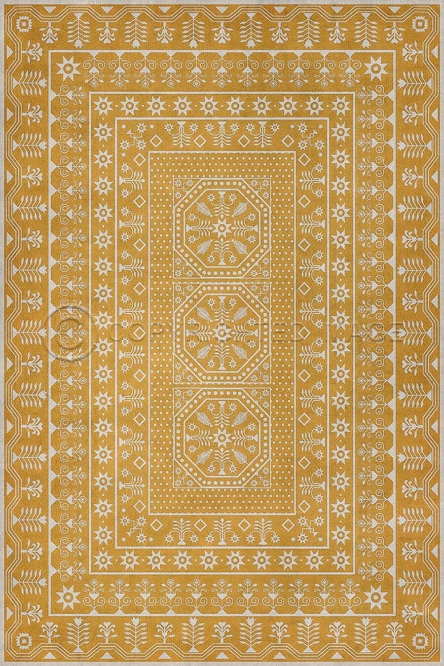 images Tin Ceiling Honey Vinyl Floor Cloth, Rectangle