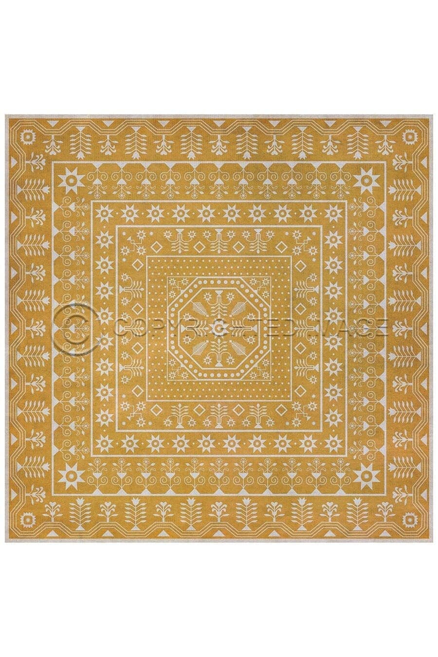 images Tin Ceiling Honey Vinyl Floor Cloth, Square
