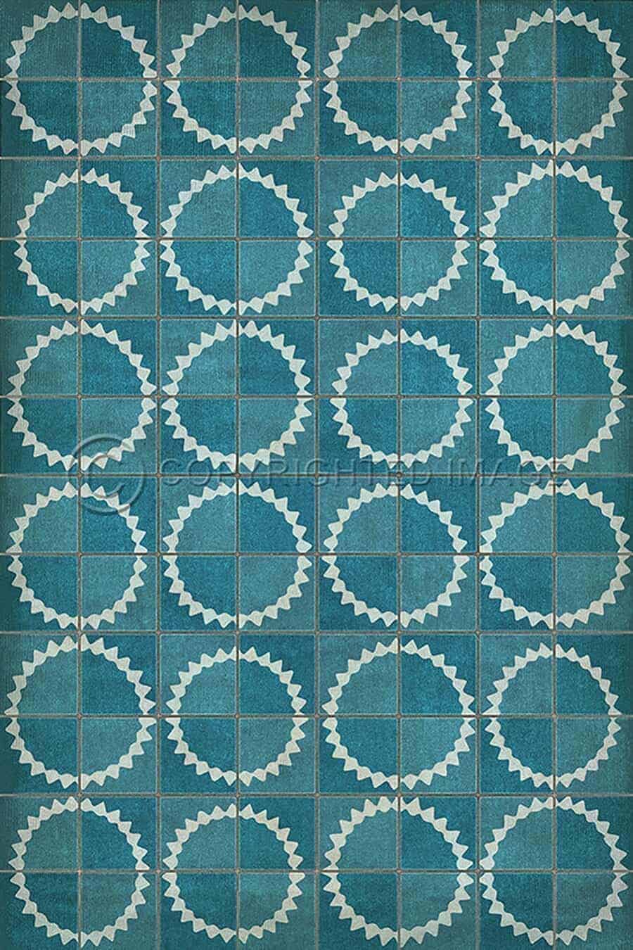 images Turquoise Sundial Vinyl Floor Cloth, 20 x 30, 38 x 56, 52 x 76, 70 x 102