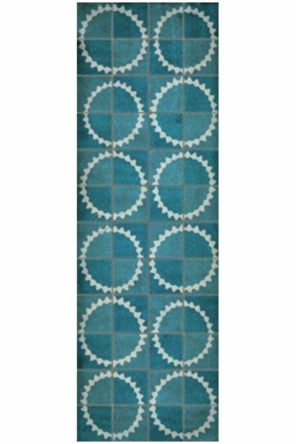 images Spicher Vinyl Floor Cloths, Turquoise Sundial Vinyl Floor Cloth, 36 x 115 Runner
