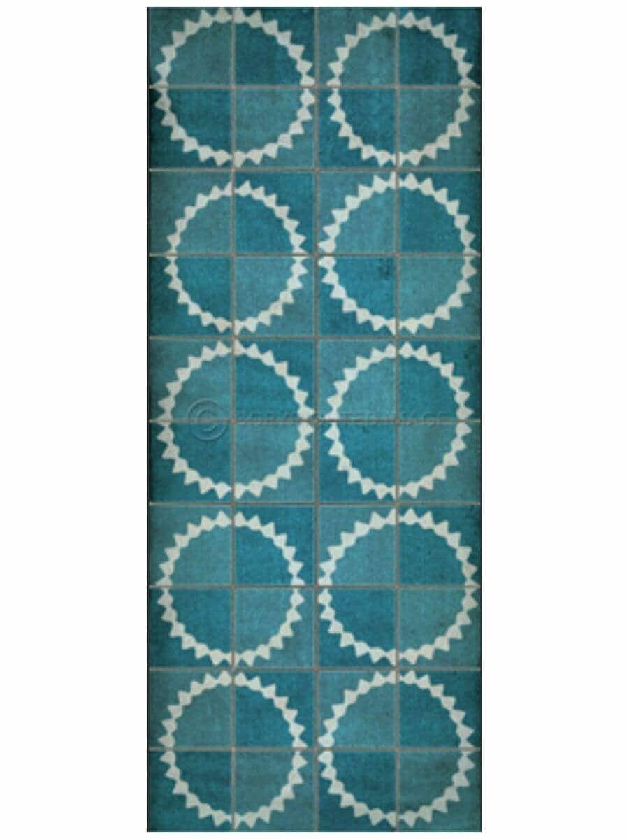 images Spicher Vinyl Floor Cloths, Turquoise Sundial Vinyl Floor Cloth, 36 x 90 Runner