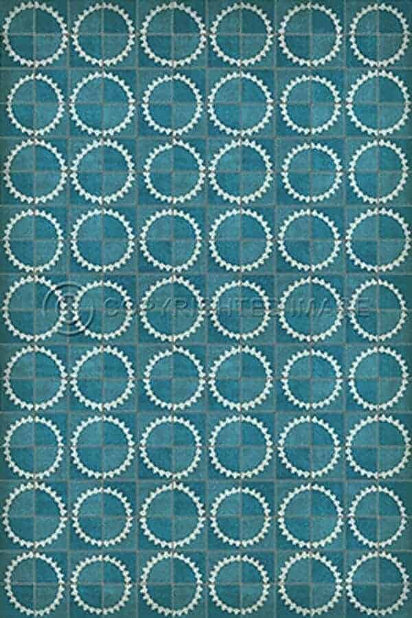 images Turquoise Sundial Vinyl Floor Cloth, 96 x 140