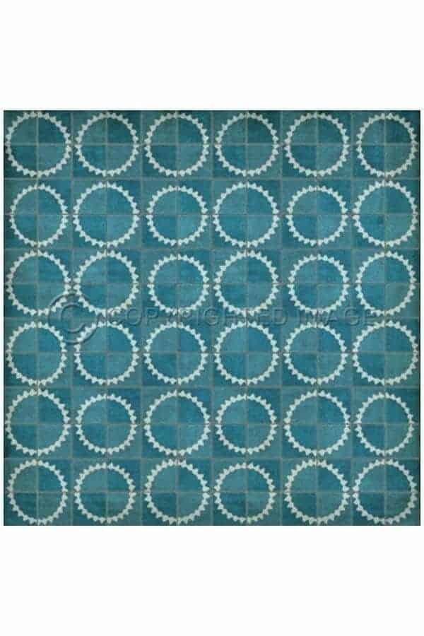 images Spicher Vinyl Floor Cloths, Turquoise Sundial Vinyl Floor Cloth, 96 x 96 Square