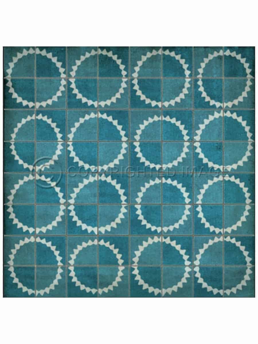 images Spicher Vinyl Floor Cloths, Turquoise Sundial Vinyl Floor Cloth, 36 x 36, 48 x 48 Square