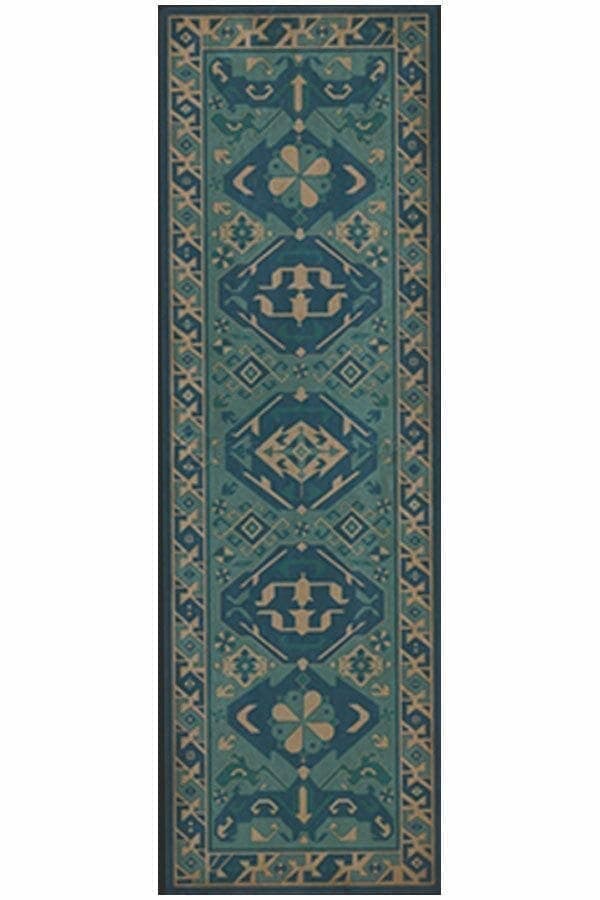images Virginia Cerulean Vinyl Floor Cloth, 36 x 115 Runner