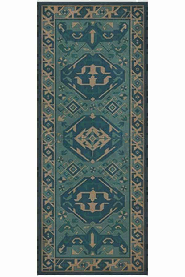 images Virginia Cerulean Vinyl Floor Cloth, 36 x 90 Runner