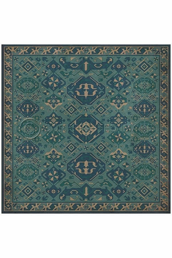 images Virginia Cerulean Vinyl Floor Cloth, Square