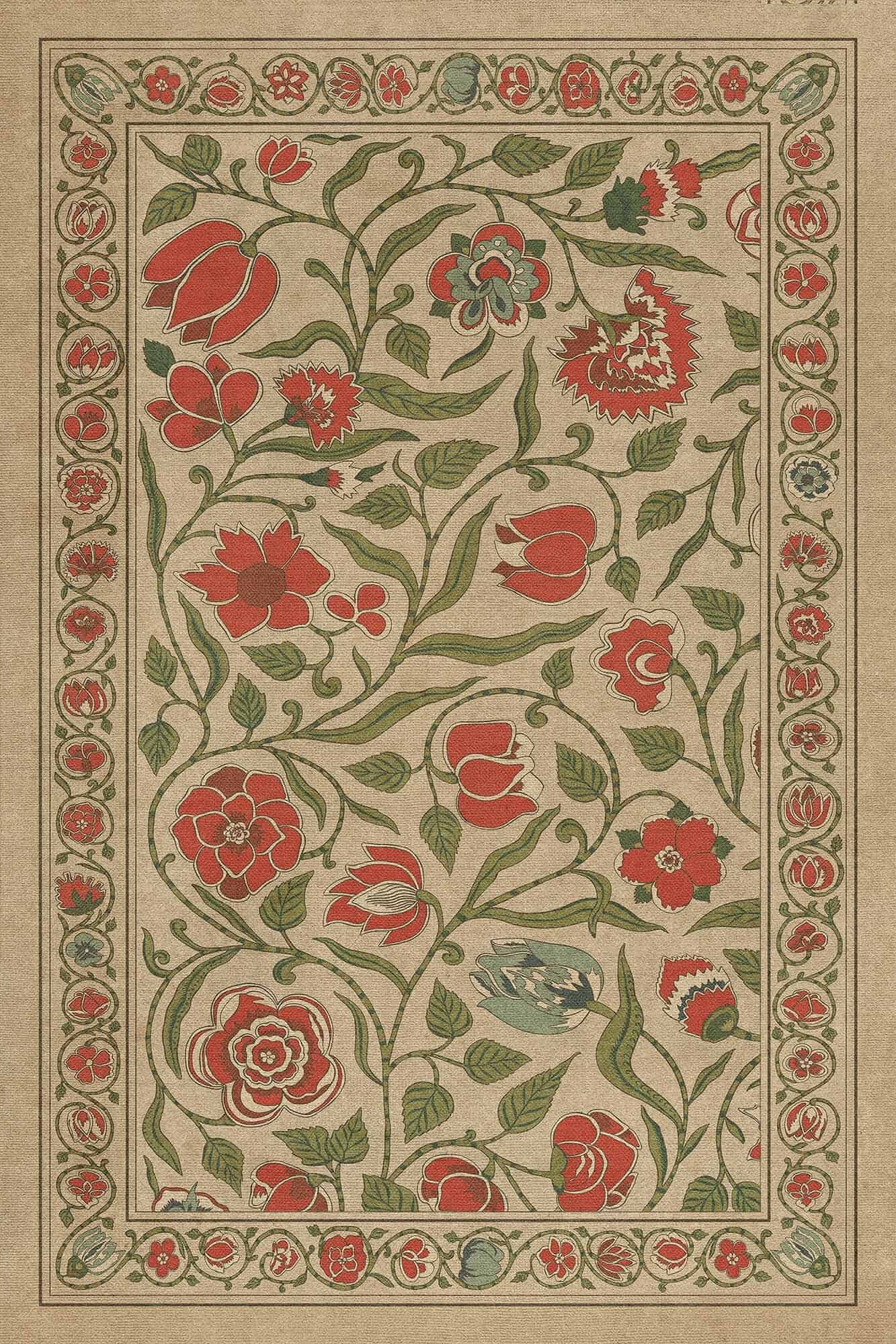 images English Garden Carnation Vinyl Floor Cloth 20x30, 24x36