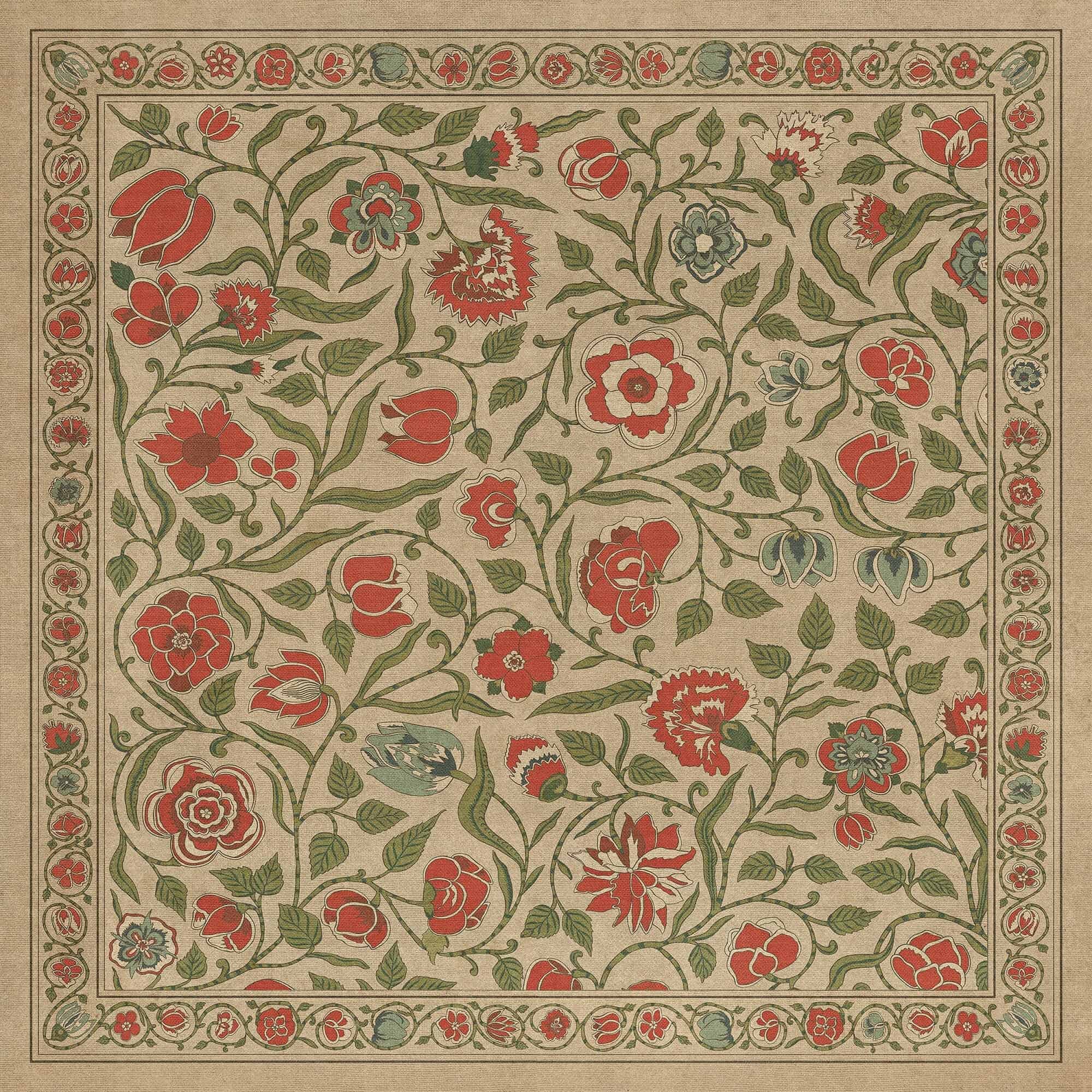 images English Garden Carnation Vinyl Floor Cloth 36x36