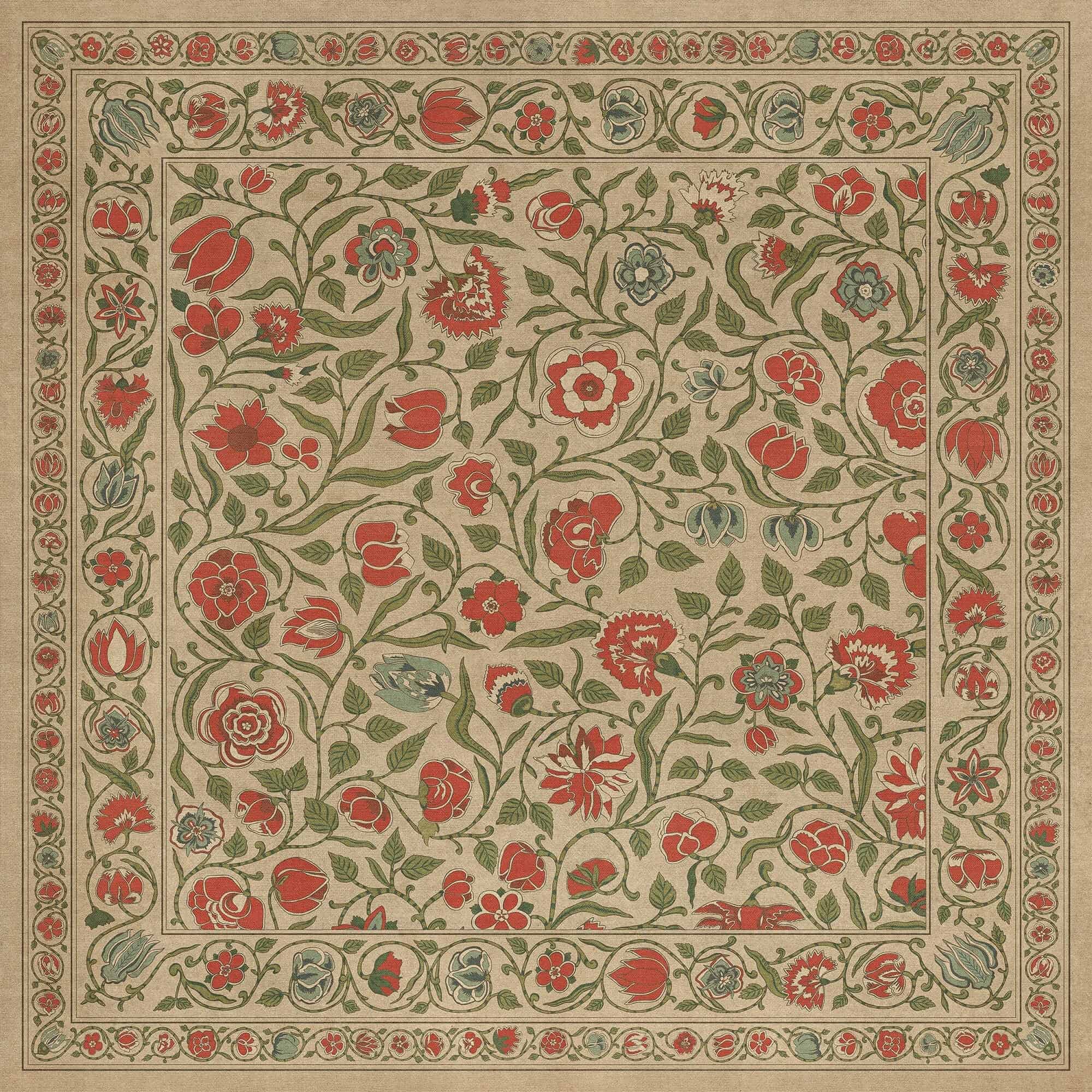 images English Garden Carnation Vinyl Floor Cloth 48x48