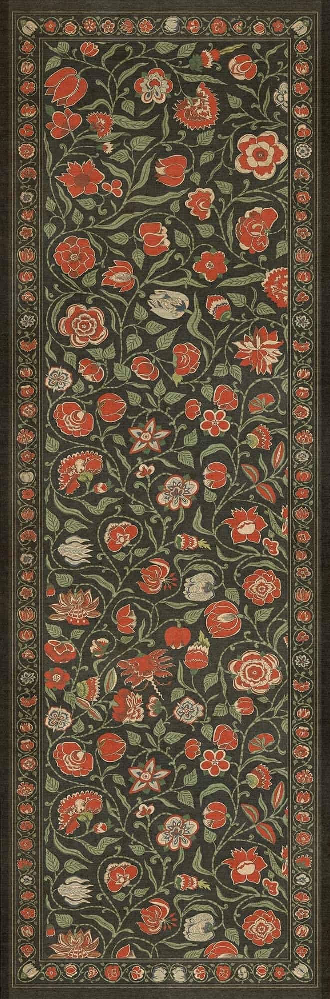 images English Garden Rose Vinyl Floor Cloth 36x115