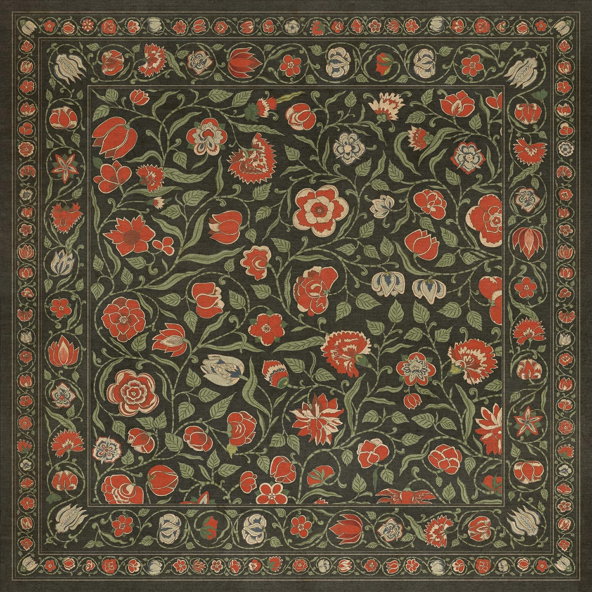 images English Garden Rose Vinyl Floor Cloth 48x48