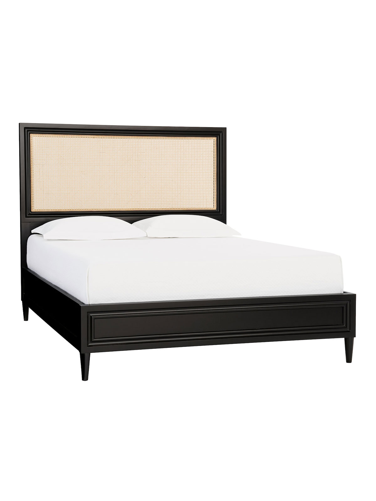 Plum-Island-Cane-Bed,-Ebony Plum Island Cane Bed, Black with Natural Cane