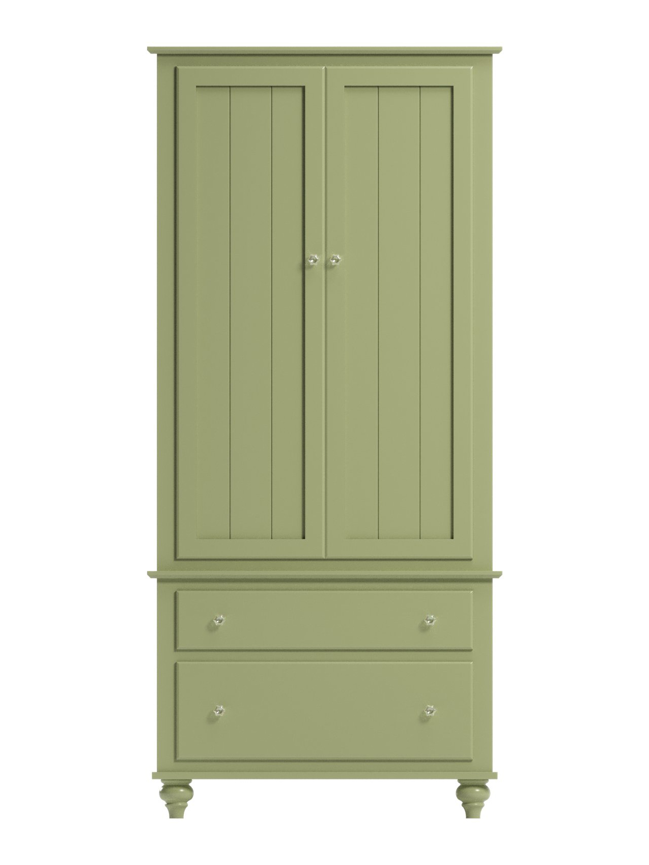 Coastal Cottage Two Door Armoire, Barn Board, Bun Foot, Crystal Knob, Celadon, Straight On Coastal Cottage Two Door Armoire, Barn Board, Bun Foot, Crystal Knob, Celadon, Straight On