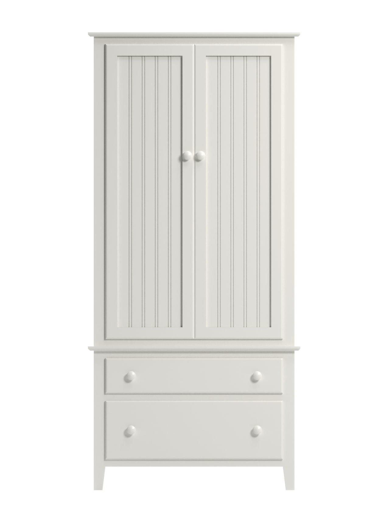 Coastal Cottage Two Door Armoire, Beadboard, Tapered Leg, Snow, Wood Knobs, Straight On Coastal Cottage Two Door Armoire, Beadboard, Tapered Leg, Snow, Wood Knobs, Straight On