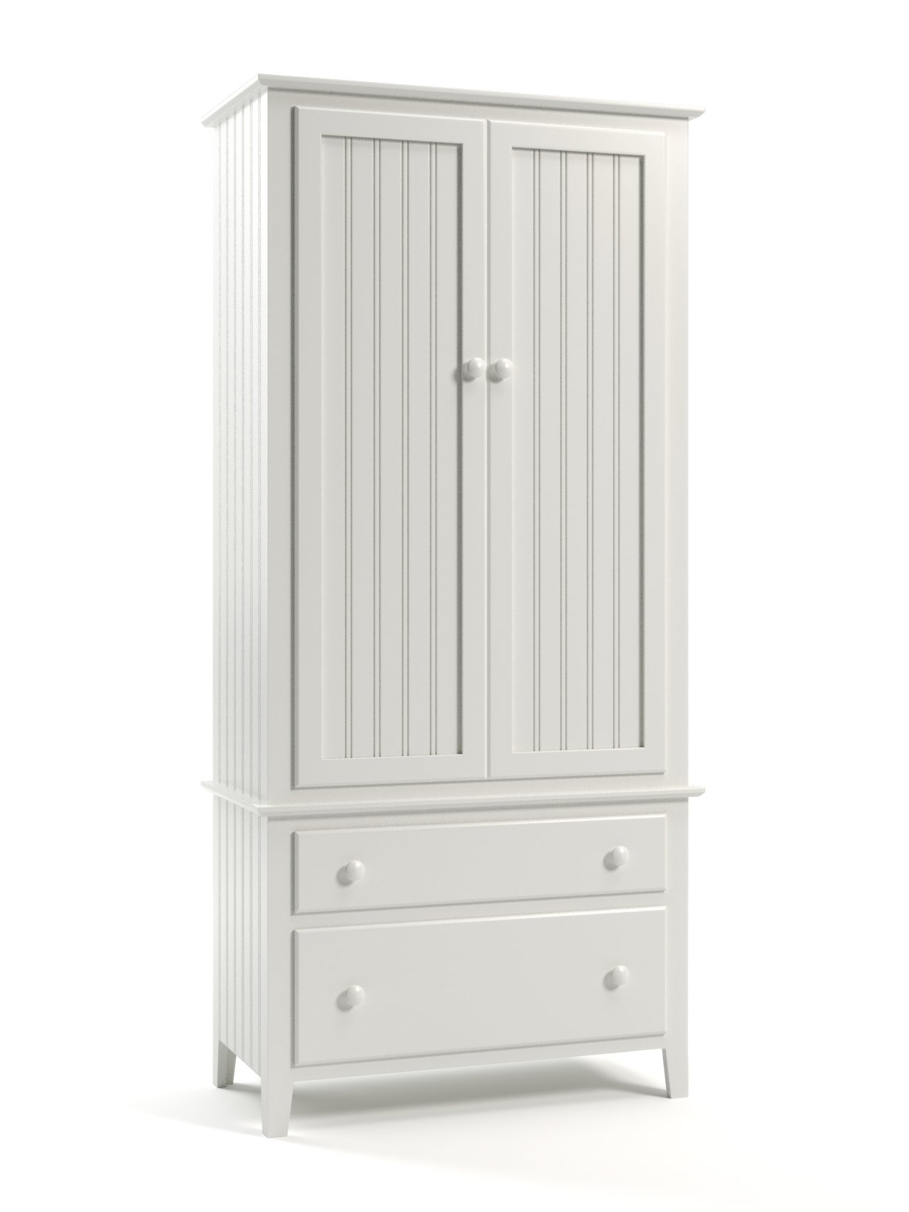 Coastal Cottage Two Door Armoire, Beadboard, Tapered Leg, Snow, Wood Knobs Coastal Cottage Two Door Armoire, Beadboard, Tapered Leg, Snow, Wood Knobs