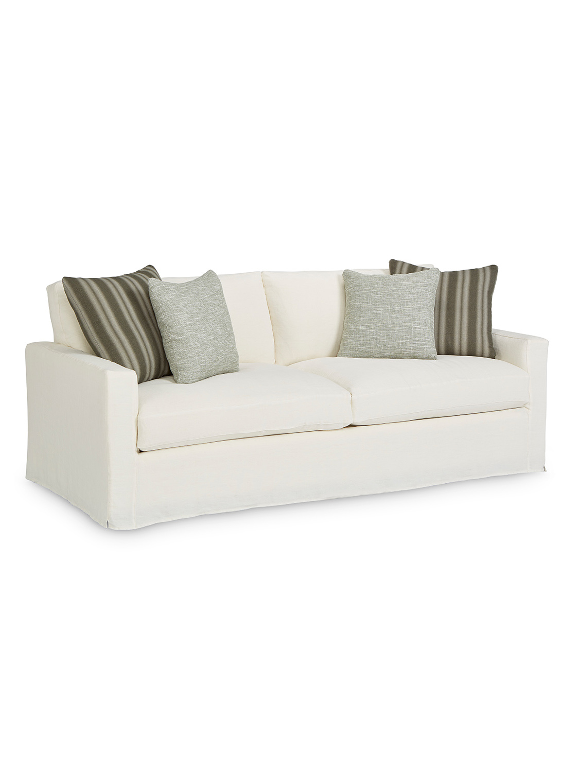Kiawah Grande Two Seat Slipcovered Sofa, Broadway Ivory, Tubes Forest & Redford Kelp Pillows Kiawah Grande Two Seat Slipcovered Sofa, Broadway Ivory, Tubes Forest & Redford Kelp Pillows