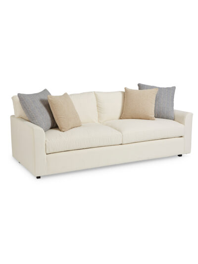 Tybee Grande Two Seat Slipcovered Sofa, Hopkins Vanilla, Seville Cloudy & Scardino Alabaster Pillows