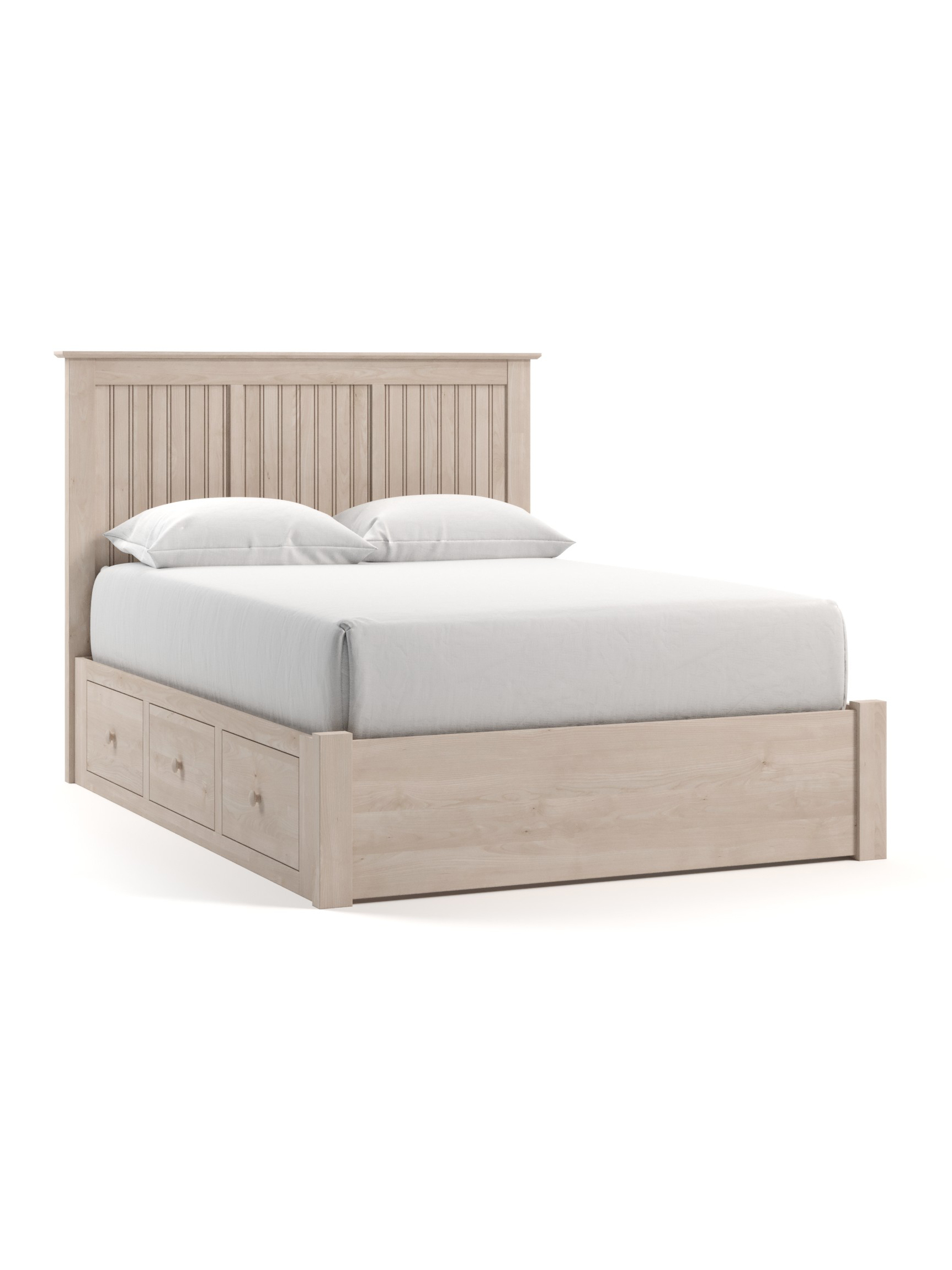 Coastal Cottage Low Profile Three Panel Wood Deep Storage Bed, Full, Lace Stain, Beadboard Coastal Cottage Low Profile Three Panel Wood Deep Storage Bed, Full, Lace Stain, Beadboard