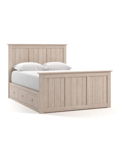 Coastal Cottage Three Panel Wood Deep Storage Bed, Full, Lace, Barn Board